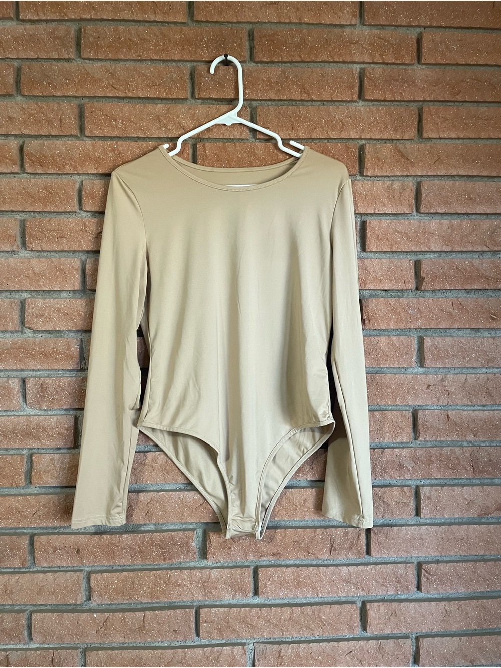 SHEIN Nude Beige Long Sleeve Bodysuit
